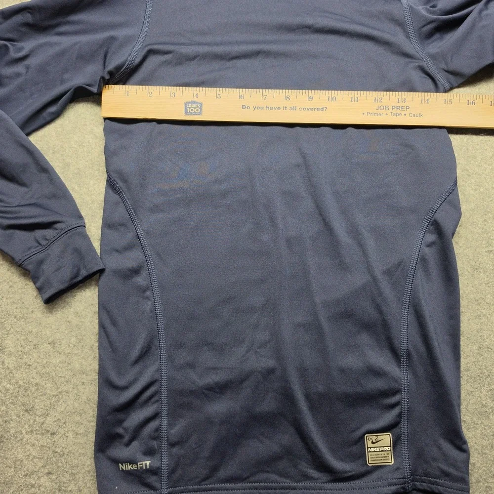 Nike Pro Therma-FIT Blue Mock Neck Long Sleeve Shirt Size S Logo
